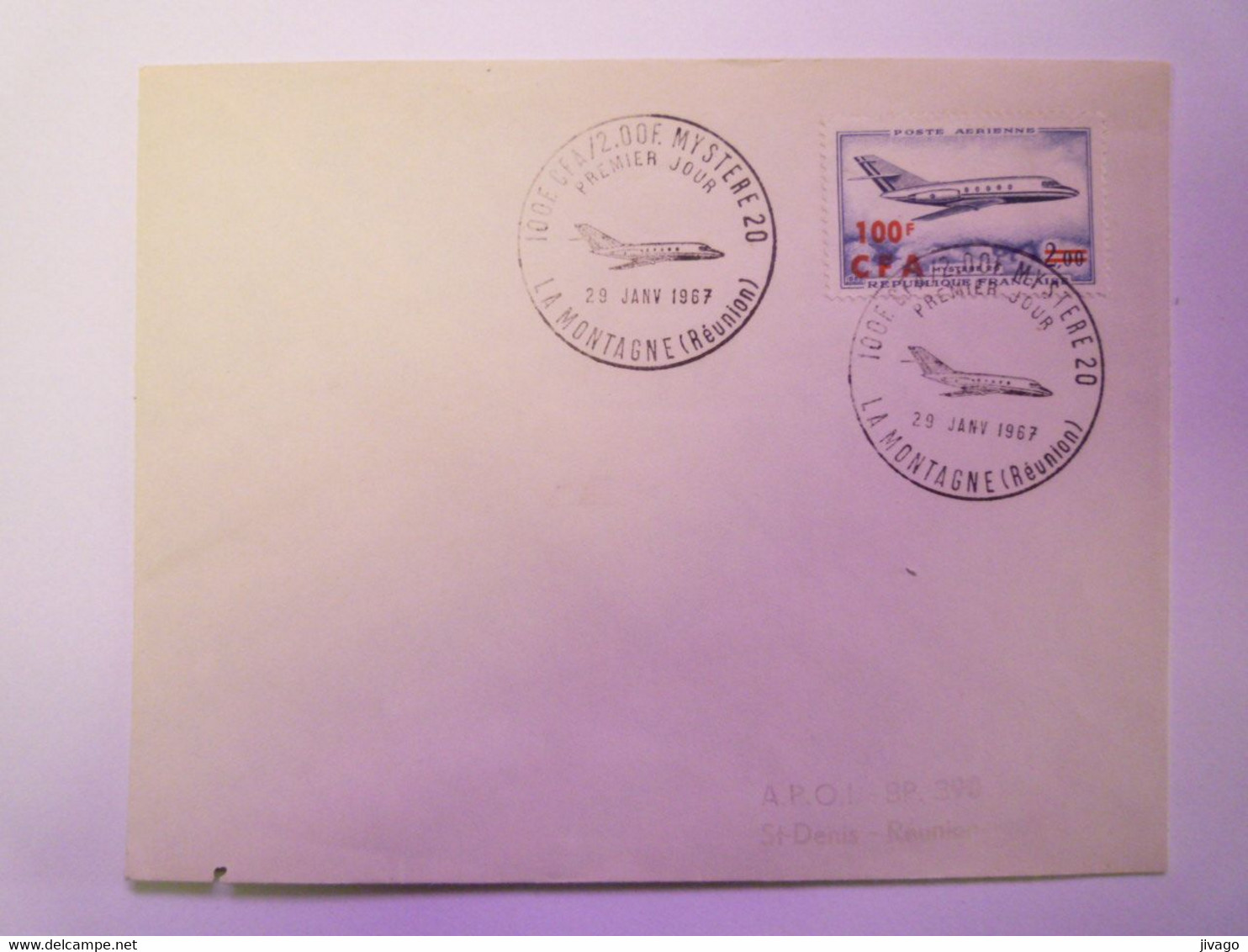 2020 - 9076  Enveloppe PREMIER JOUR  "AVION MYSTERE 20"   1967   XXX - Airmail