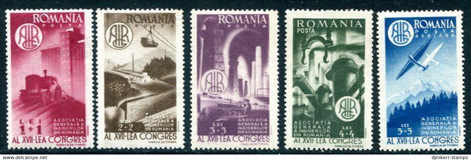 ROMANIA 1947 AGIR Engineers' Congress MNH / **.  Michel 1078-82 - Neufs