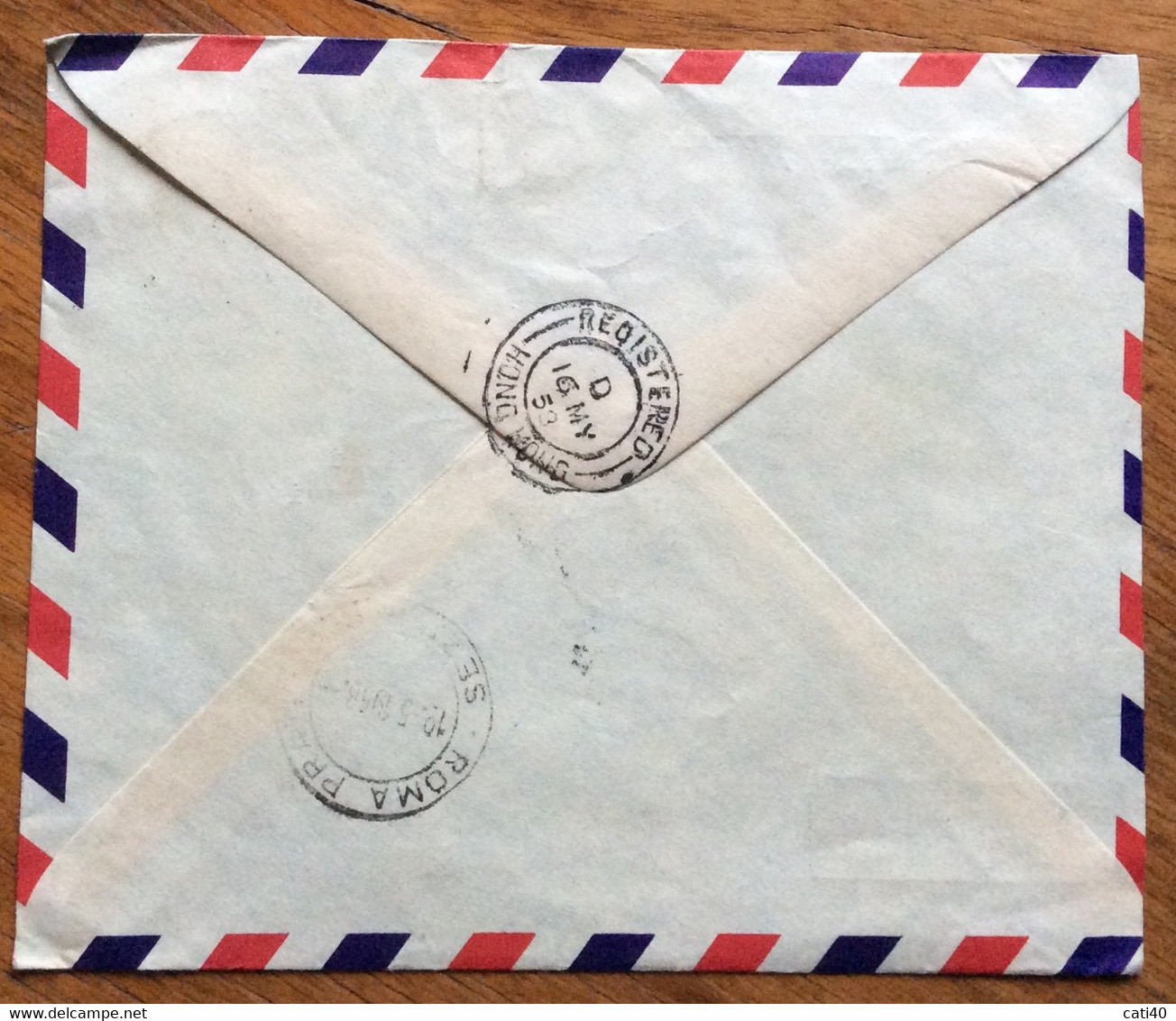 HONG KONG - REGISTERED AIR MAIL  CONSOLATO D'ITALIA FROM HONG KONG 16/5/59 TO  ROMA ITALY  Blocco Ten Cents + One Dollar - Covers & Documents
