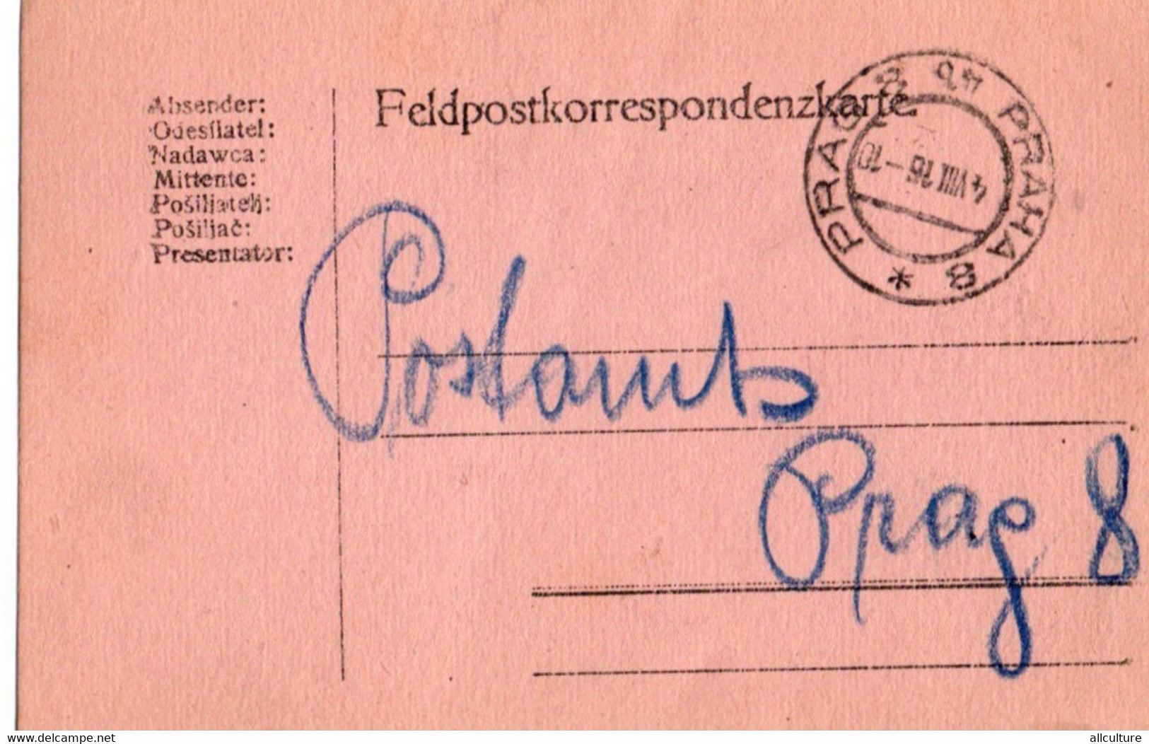 A118 -  FELDPOSTKORRESPONDENZKARTE PRAG , PRAHA   1WW 1916 - WW1