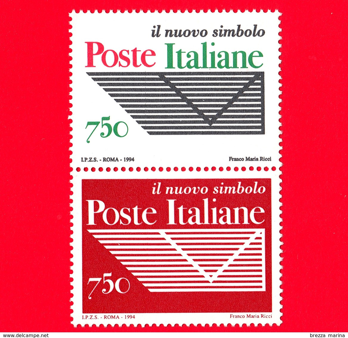 Nuovo - MNH -  ITALIA - 1994 - Istituzione Ente Pubblico Economico « Poste Italiane » - Blocco Mosaico - 2 × 750 (L.) - 1991-00:  Nuovi