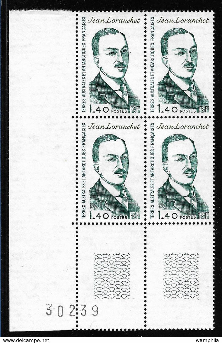 T.A.A.F .N°94a** 4 Variété Dans Un Bloc De 4 Sans Signature Du Graveur. Cote 168€. - Imperforates, Proofs & Errors