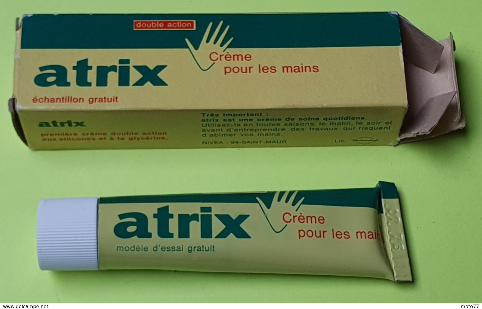 Ancienne BOITE & TUBE De Crème ATRIX Pour MAINS NIVEA - POUR COLLECTION échantillon Gratuit - Très Bon état - Année 1973 - Kosmetika