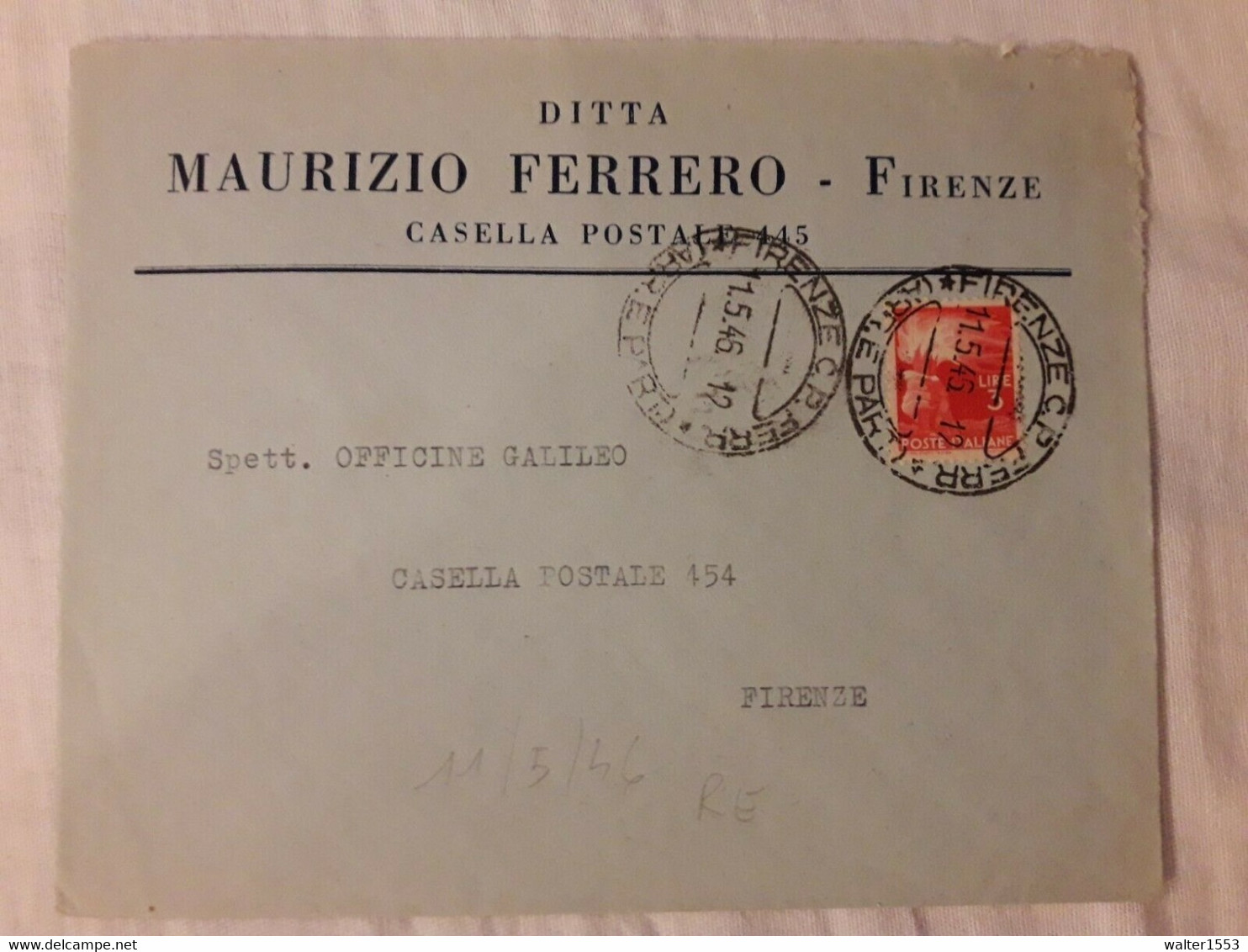 Storia Postale RE DI MAGGIO 11.5.1946 Lettera Nel Distretto In Tariffa Con 3 Lire Democratica Isolato - Autres & Non Classés