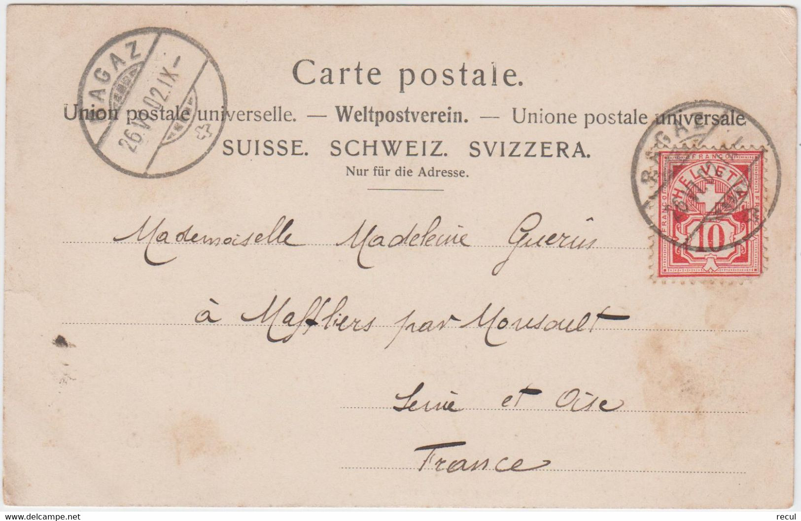 SUISSE - Gruss Aus Ragaz - Weg Nach Bad Pfafers  ( Felsenthor  )  ( - Carte Pionnière - Timbre à Date De 1902 ) - Pfäfers