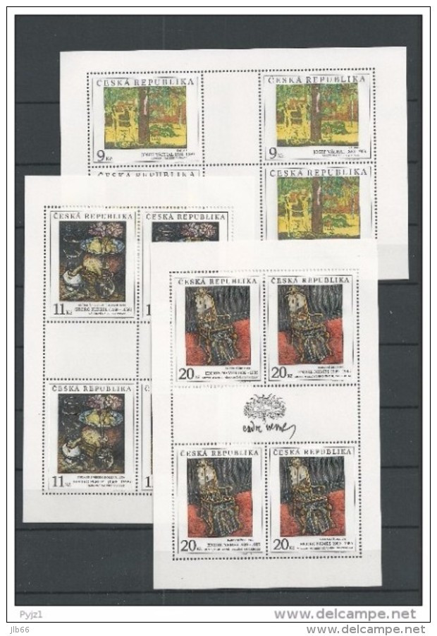 1996 Art 3 Petites Feuilles De 4 Timbres  Chaise De Nemes Eden De Vachal Et Déjeuner Avec Oeuf Flegel YT 122 127 128 - Blocks & Sheetlets