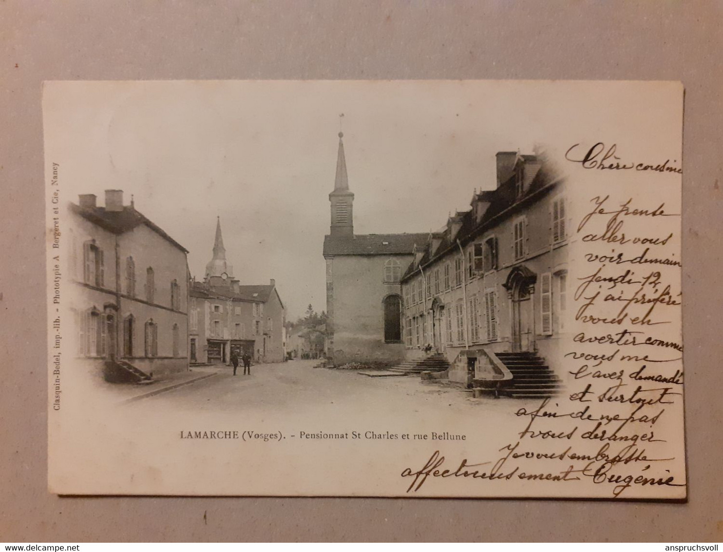 CPA - 88 - LAMARCHE - Pensionnat St Charles Et Rue Bellune - Lamarche