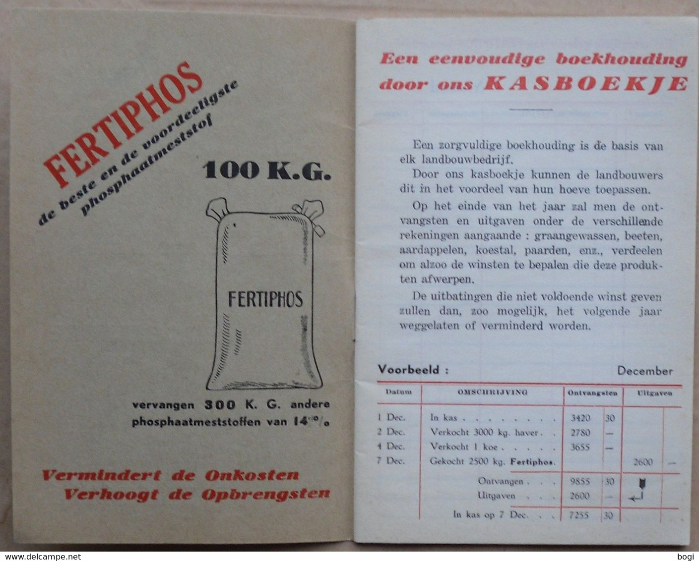 België 1940 Kasboekje Fertiphos Mestoffen - Landbouw