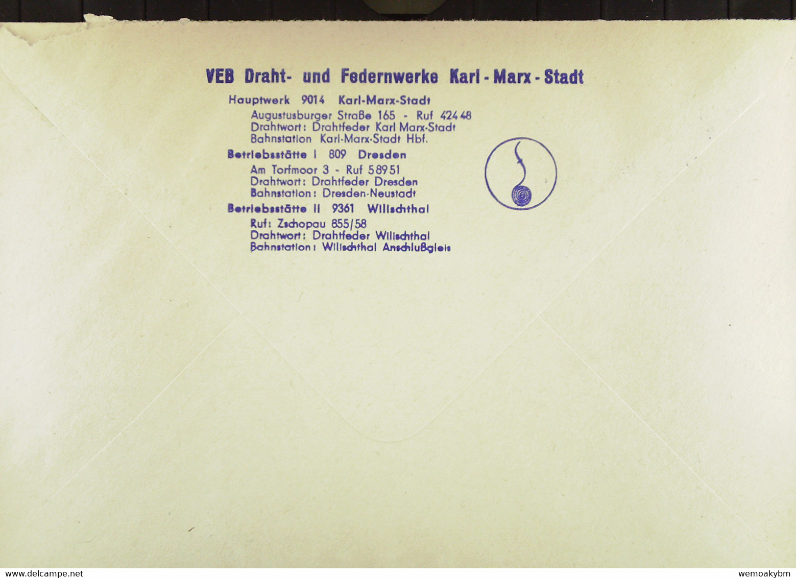 Fern-Brf Mit Rotem ZKD-Kastenst "VEB Draht- Und Federnwerke 90 Karl-Marx-Stadt" 11.5.71 An Kombinat VEB Elektro Freiberg - Zentraler Kurierdienst