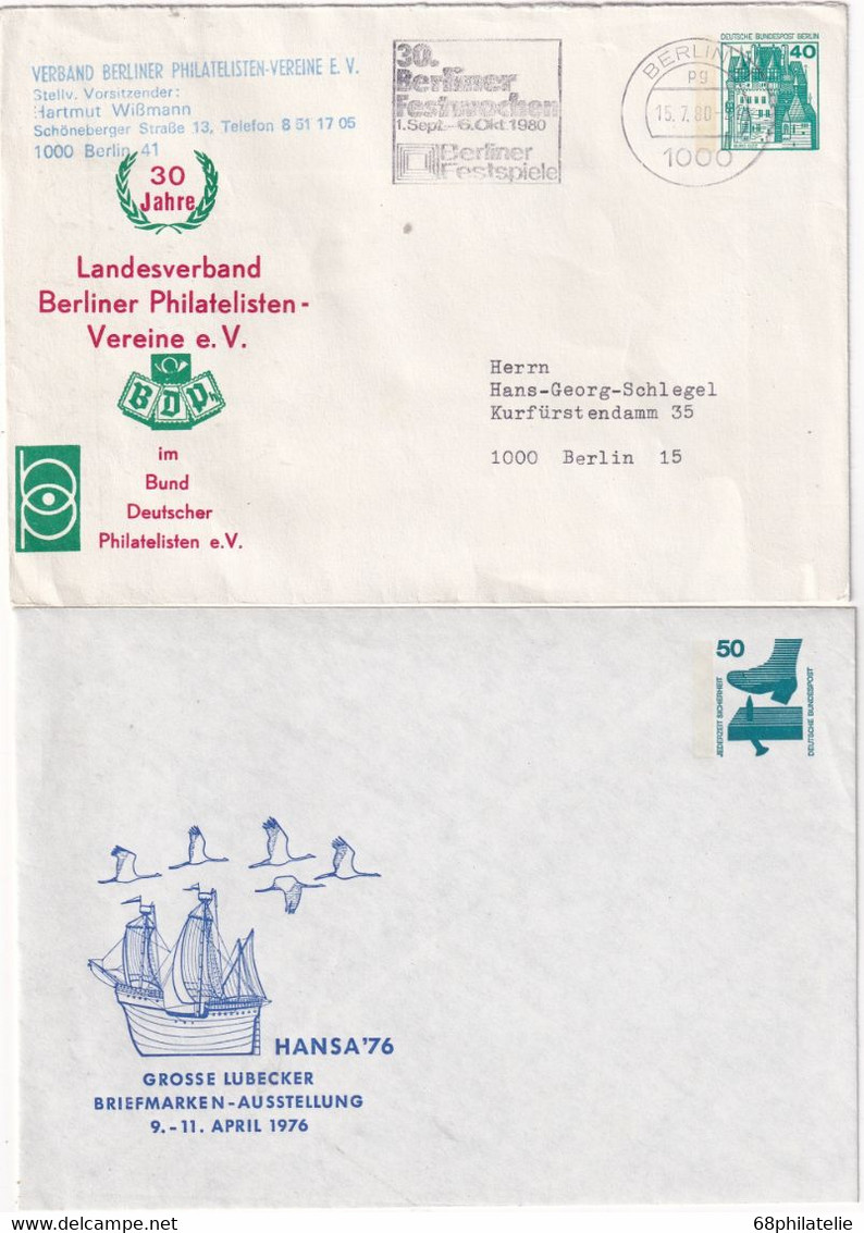 DDR  ENTIER POSTAL/GANZSACHE/POSTAL STATIONARY LOT DE 2 LETTRES - Enveloppes - Neuves