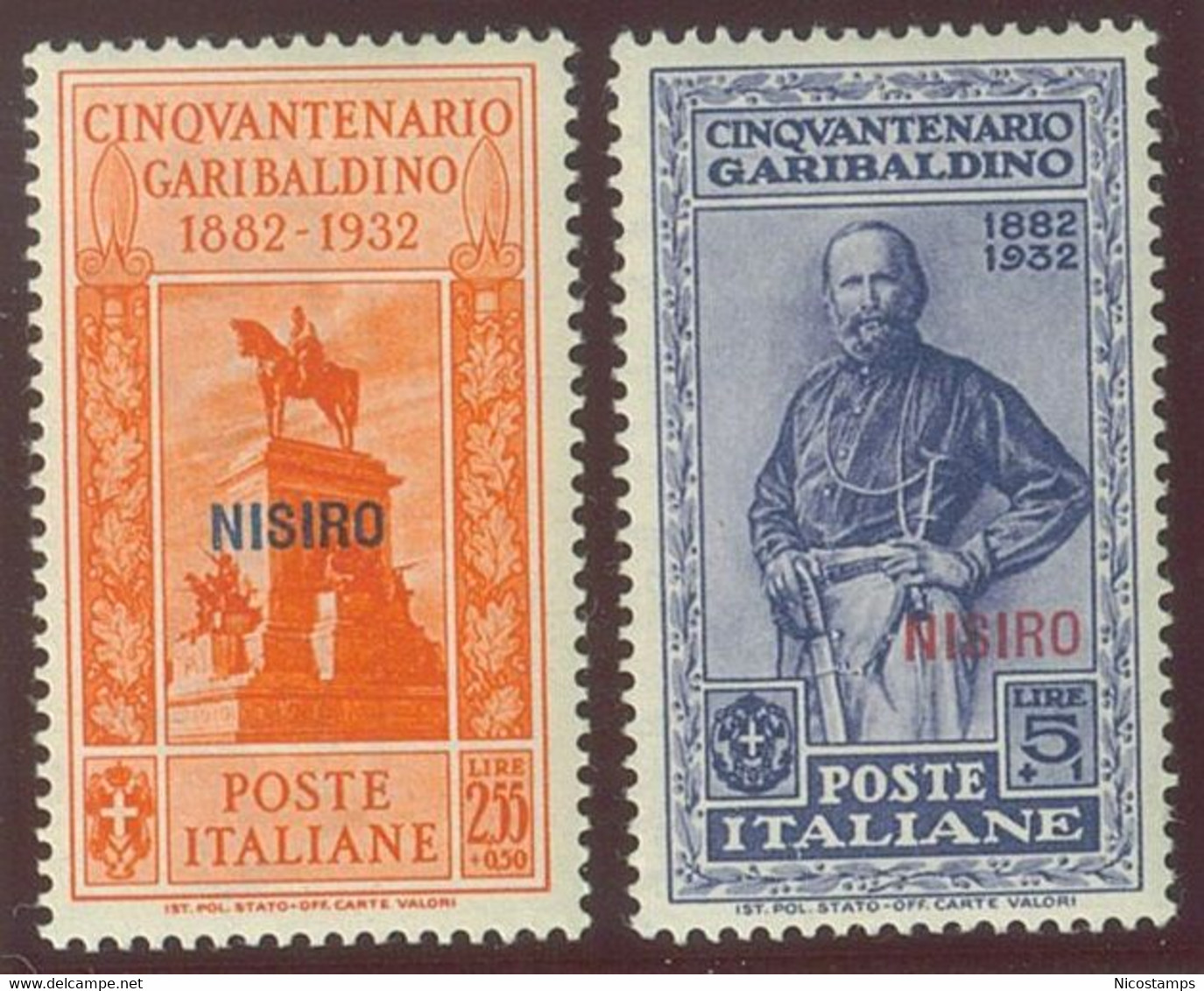 ITALIA COLONIE EGEO NISIRO SASS. 17 - 26 NUOVI - Egeo (Nisiro)