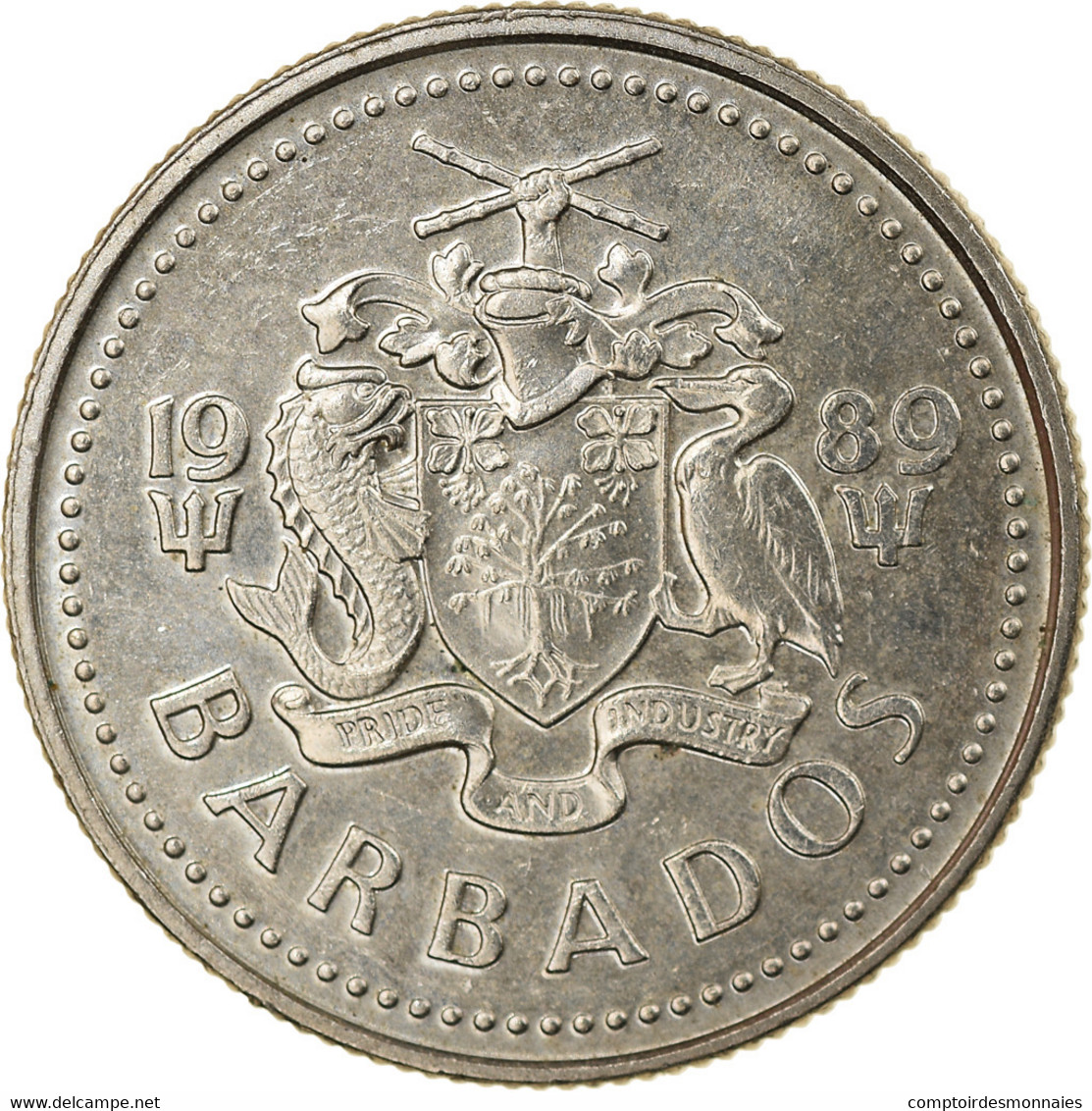 Monnaie, Barbados, 10 Cents, 1989, Franklin Mint, TTB, Copper-nickel, KM:12 - Barbados