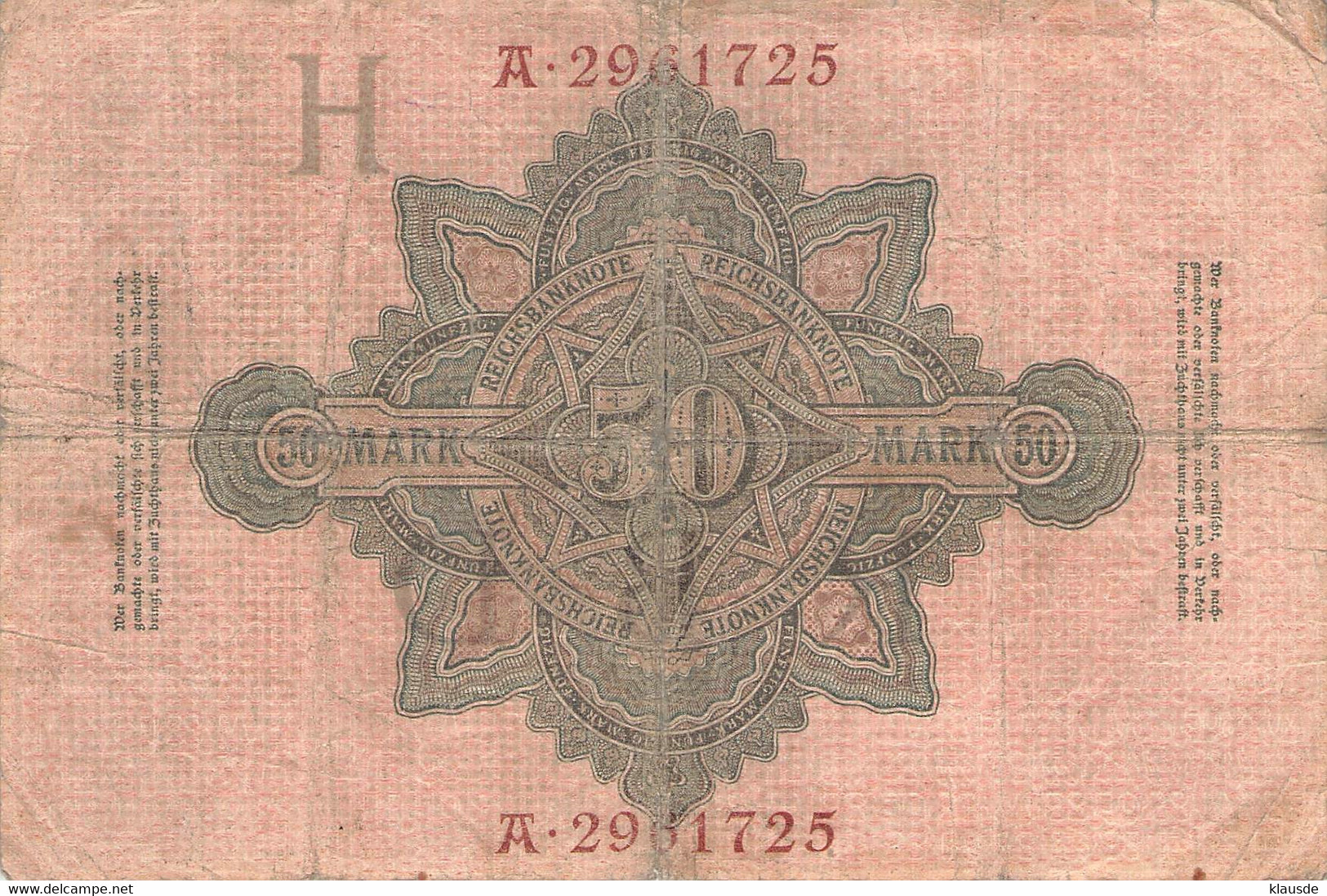 50 Mark Reichsbanknote 1910 VG/G (IV) - 50 Mark