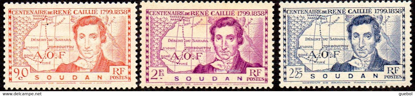 Détail De La Série Centenaire René Caillié * Soudan N° 100 à 102 - 1939 Centenaire De René Caillé