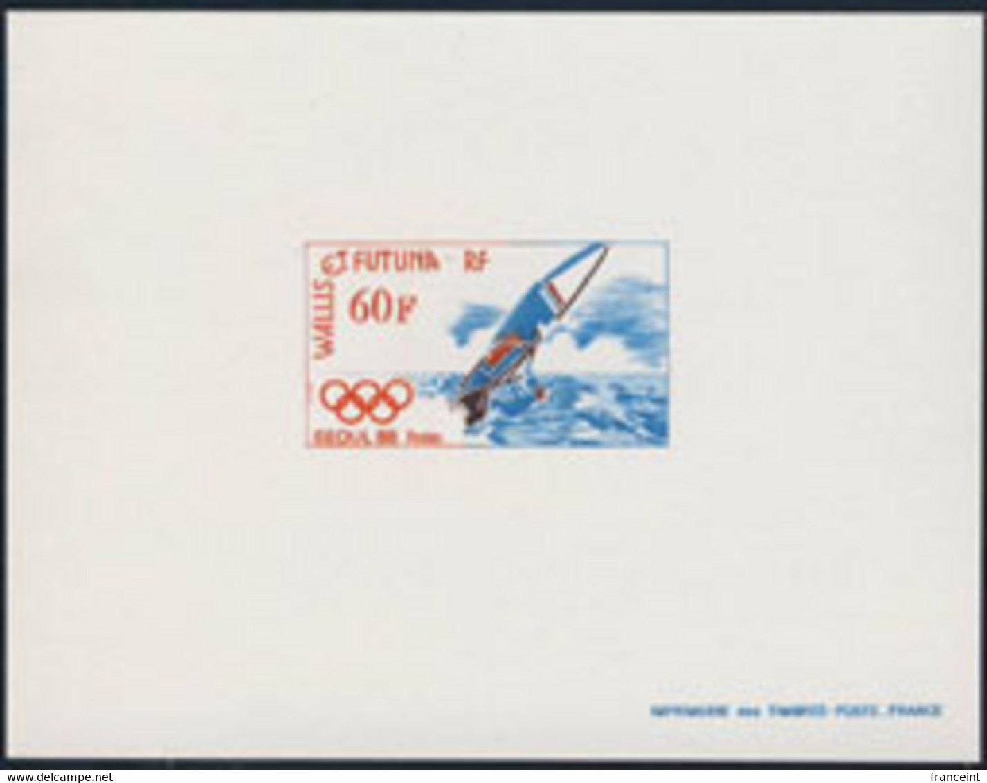 WALLIS & FUTUNA (1988) Windsurfing. Deluxe Sheet. Seoul Olympics. Scott No 374, Yvert No 380. - Imperforates, Proofs & Errors