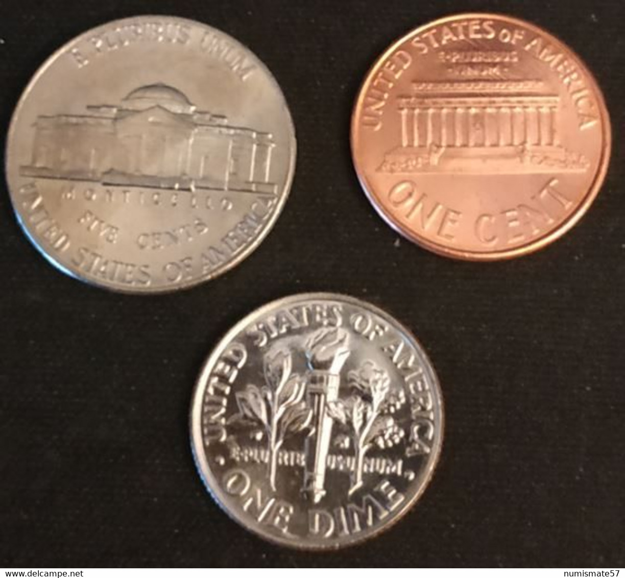 ETATS UNIS - USA - LOT DE 3 PIECES DIFFERENTES - Neuve - UNC - 5 Cents - 1 Cent - 1 Dime 2003 D - Sonstige & Ohne Zuordnung