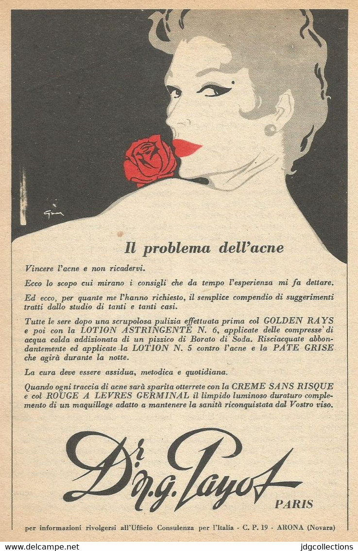 # Dr. PAYOT (type 6) CREME HYDRATANTE 1950s Advert Pubblicità Publicitè Reklame Cream Creme Hydratante Protector Beautè - Unclassified