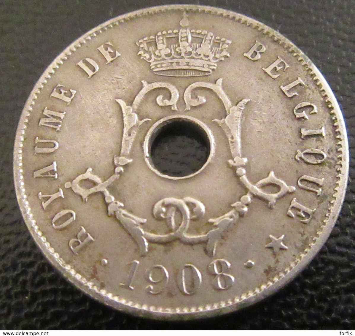 Belgique - Monnaie 25 Centimes 1908 - Légendes En Français - 25 Cents