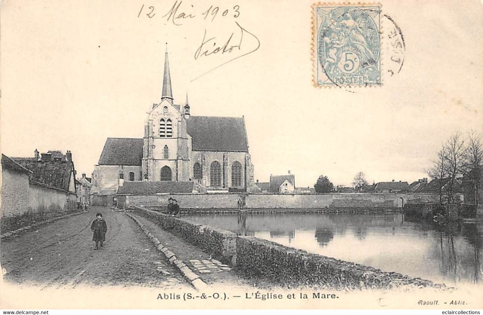 Ablis        78       L'église Et La Mare                (voir Scan) - Ablis