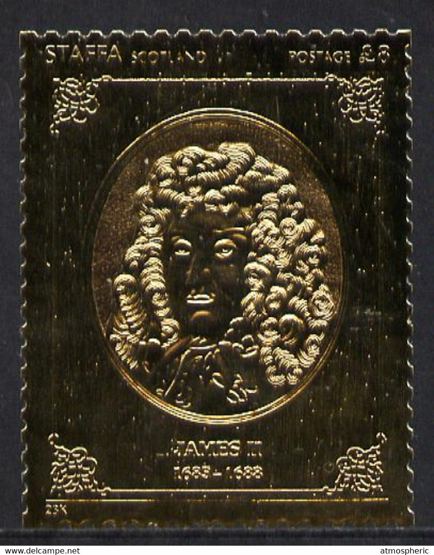 Staffa 1977 Monarchs £8 James II Embossed In 23k Gold Foil With 12 Carat White Gold Overlay (Rosen #494) U/M - Non Classés