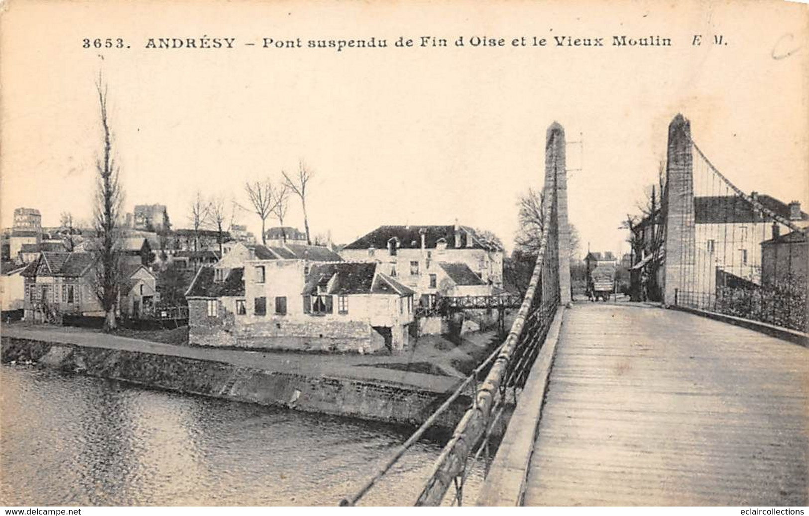 Andrésy           78        Pont Suspendu De Fin D'Oise Et Le Vieux Moulin        (voir Scan) - Andresy