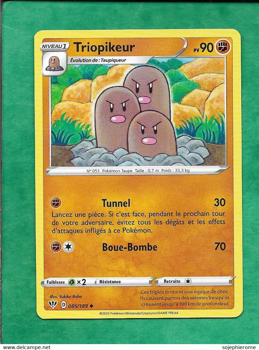 Pokémon 2020 Epée Et Bouclier Ténèbres Embrasées 085/189 Triopikeur 2scans - Sword & Shield