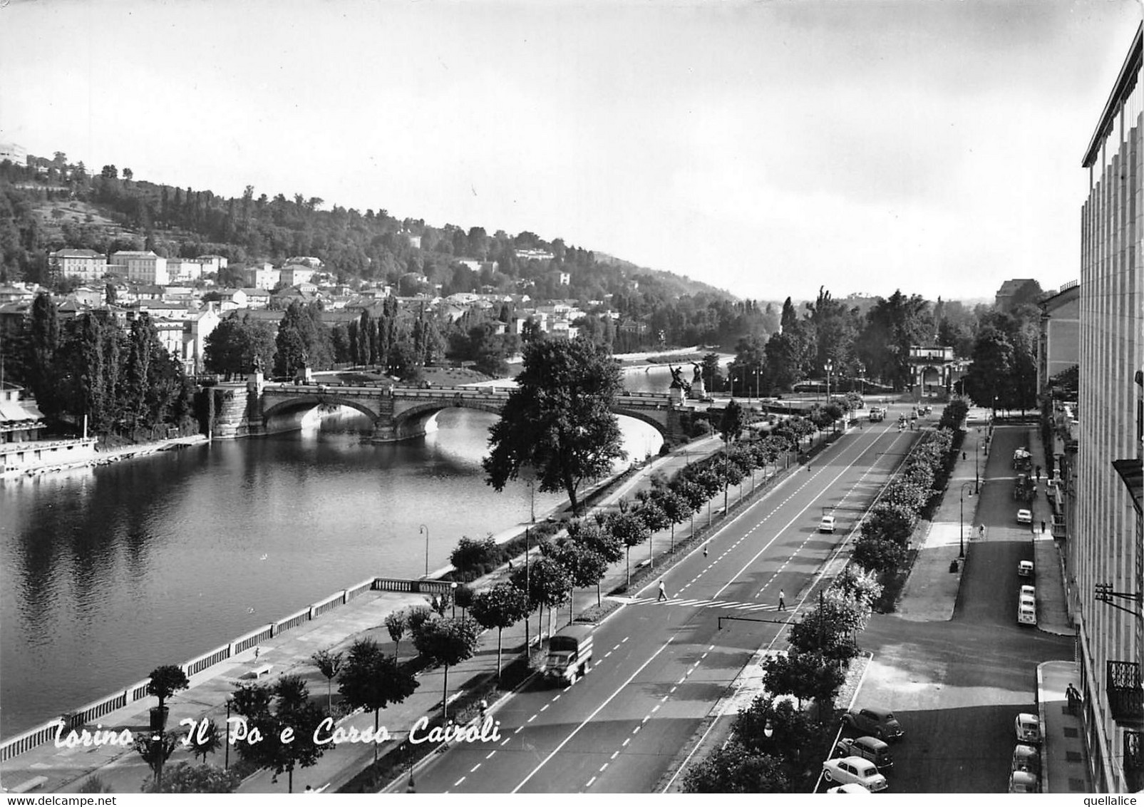 02201 "TORINO - IL PO E CORSO CAIROLI"  ANIMATA, AUTO, VERA FOTO. CART NON SPED - Fiume Po