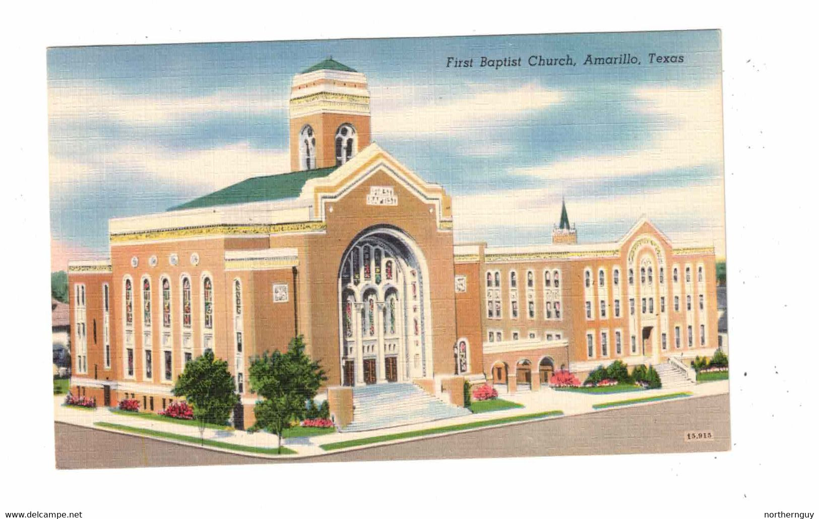 AMARILLO, Texas, USA, First Baptist Church, Old Linen Postcard - Amarillo