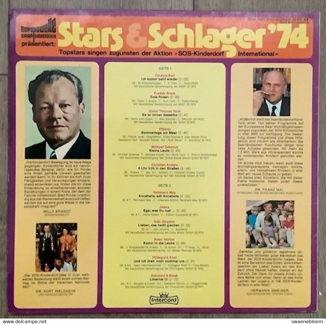 LP.- STARS & SCHLAGERS '74. Topstars Singen Zugunsten Der Aktion "SOS" Kinderdorf. - Collector's Editions