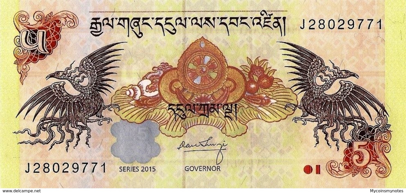 BHUTAN, 5 NGULTRUM, 2015, P28c, UNCIRCULATED - Bhoutan