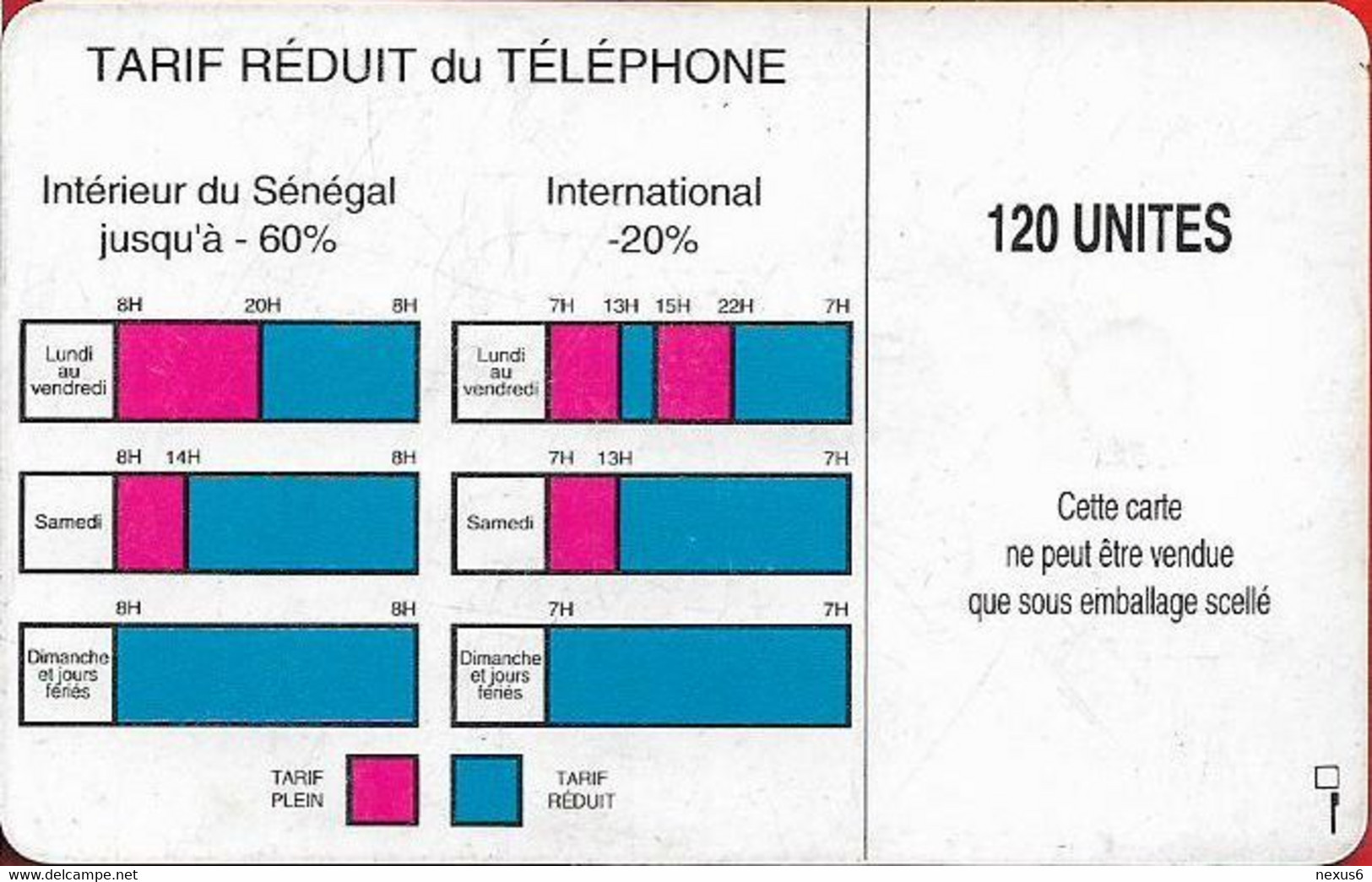 Senegal - Sonatel - Logo - 120Units, Gem1A Symm. Black, NO Transp. Moreno, No CN., Setting #2, Used - Senegal