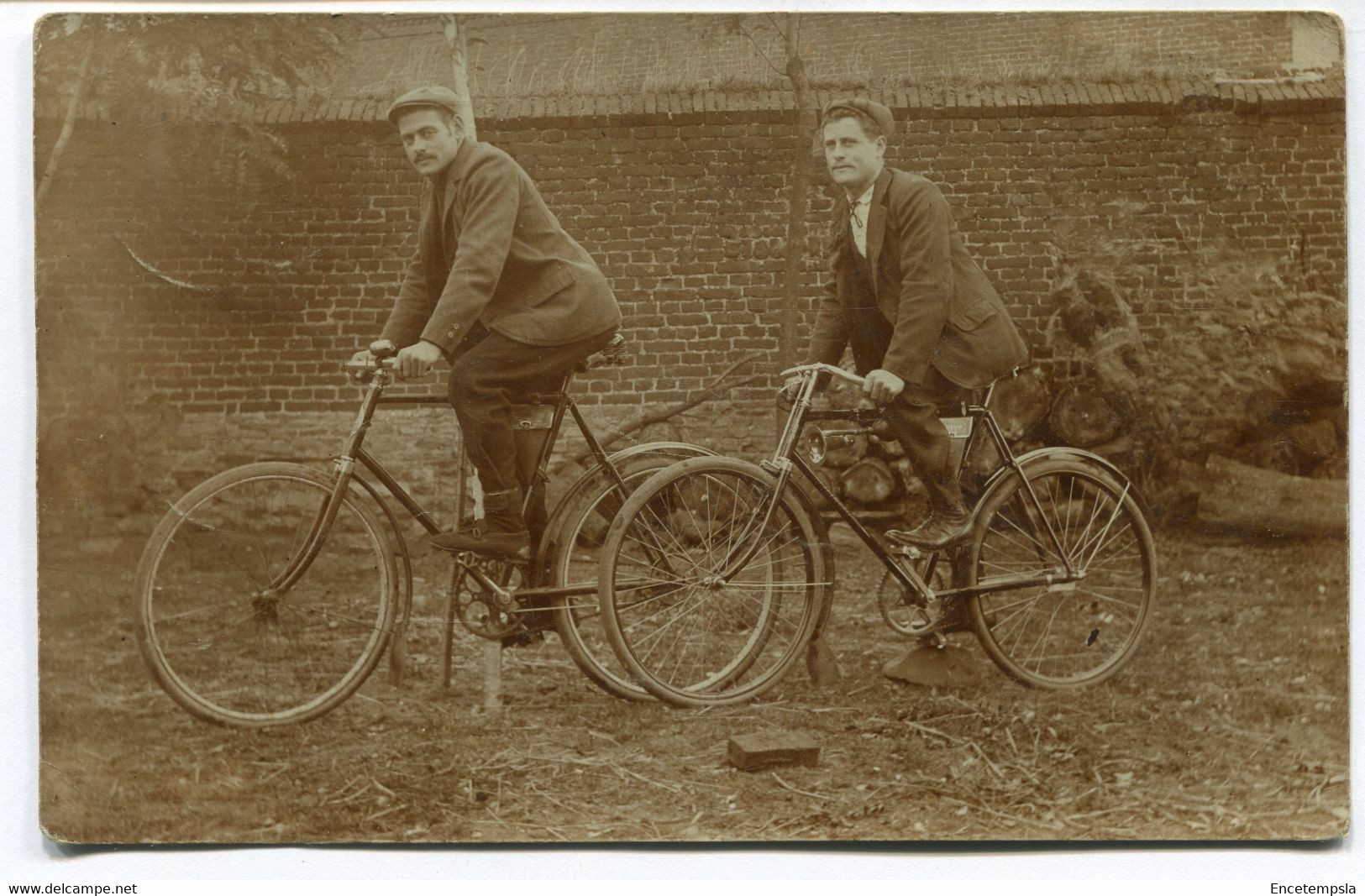 CPA - Carte Postale - Belgique - Audregnies - Portrait De 2 Hommes à Vélo - 1908 (DG15424) - Quiévrain