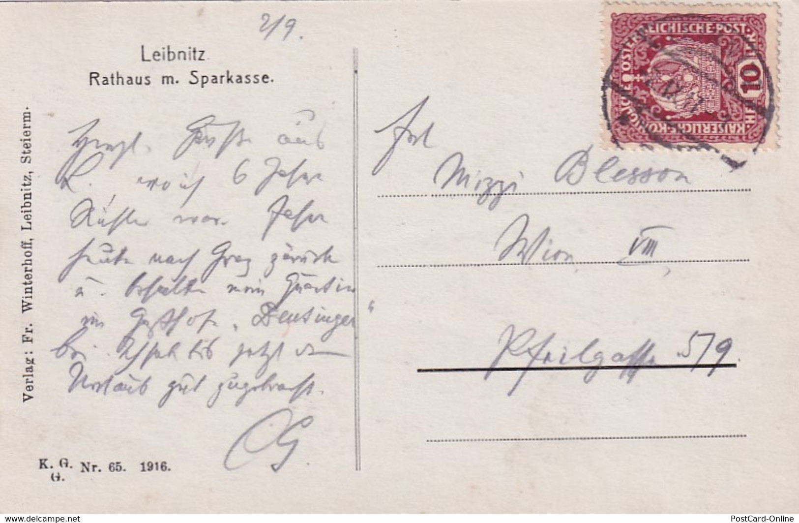 2966 - Österreich - Steiermark , Leibnitz , Rathaus Mit Sparkasse - Gelaufen 1917 - Leibnitz