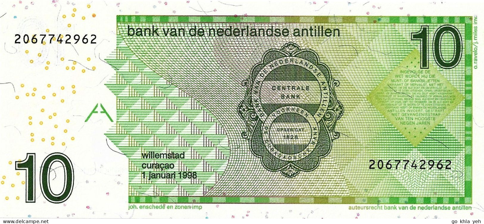 ANTILLES NEERLANDAISES 1998 10 Gulden - P.28a Neuf UNC - 2 - Otros & Sin Clasificación
