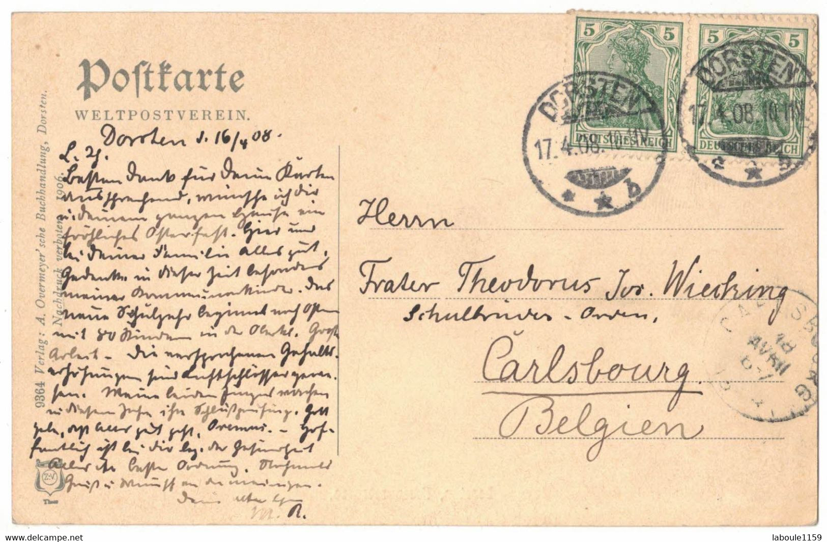 GERMANY ALLEMAGNE DORSTEN -  ESSENERSTRASSE - PAIRE TIMBRES AVEC OBLITERATION Circulé DORSTEN Vers CARLSBOURG - Dorsten