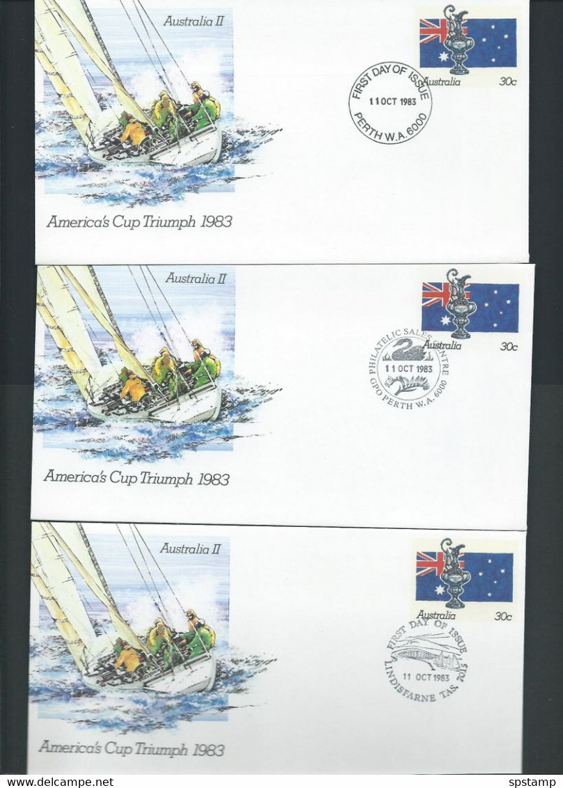 Australia 1983 30c America's Cup PSE X 8 , 7 Are FDI Cancels , Many Special Postmarks - Other & Unclassified