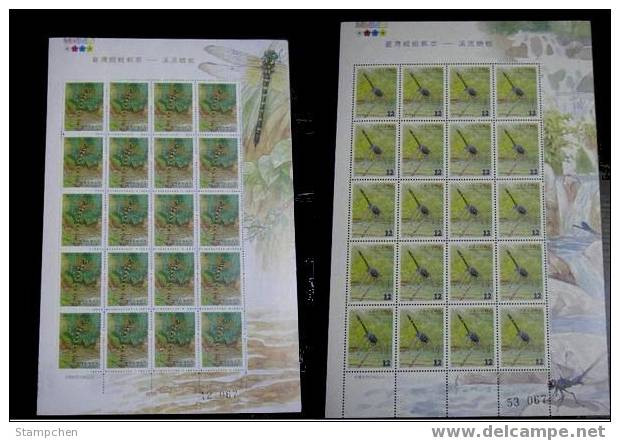 2000 Taiwan Stream Dragonflies Stamps Sheets Dragonfly Fauna River Rock Insect - Water