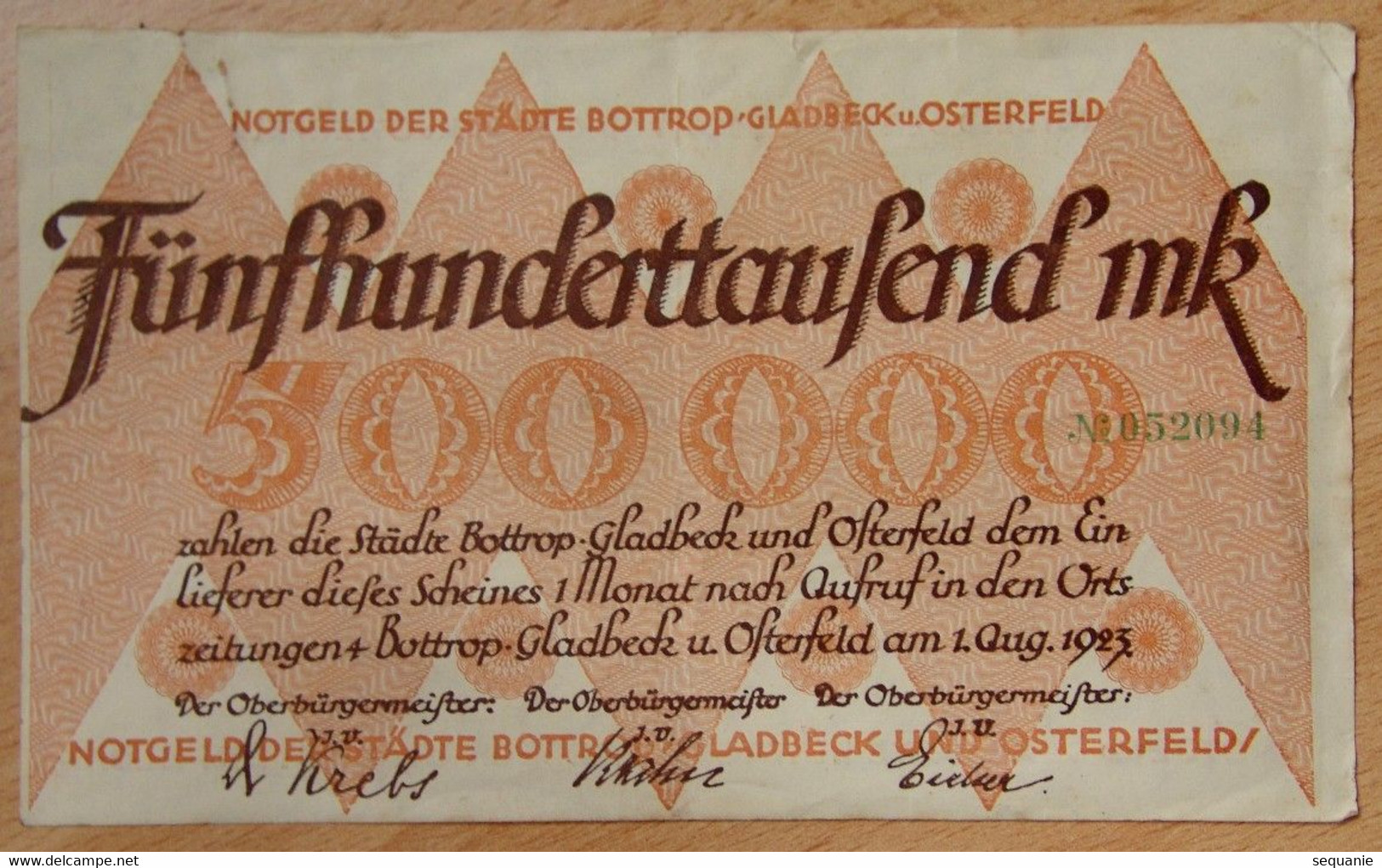 Allemagne Notgeld - 500,000 Mark  Bottrop , Gladbach, Osterfeld 1923 - Non Classés