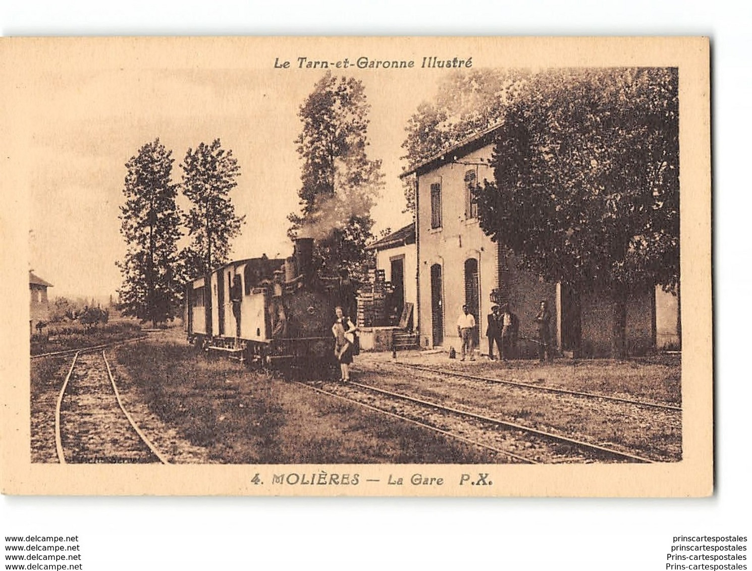 CPA 82 Molieres La Gare Et Le Train Tramway - Molieres