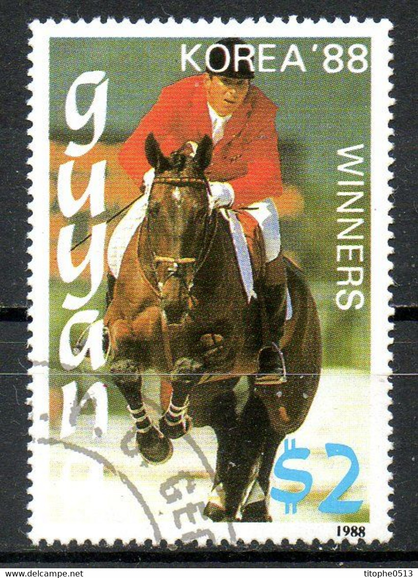 GUYANA. N°2050UB Oblitéré De 1988. Jumping Aux J.O. De Séoul. - Springreiten