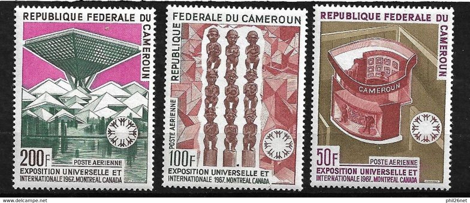 Cameroun Poste Aérienne N°103 à 105 Expo Uni. Montreal  Neufs* * B/TB  - 1967 – Montréal (Canada)