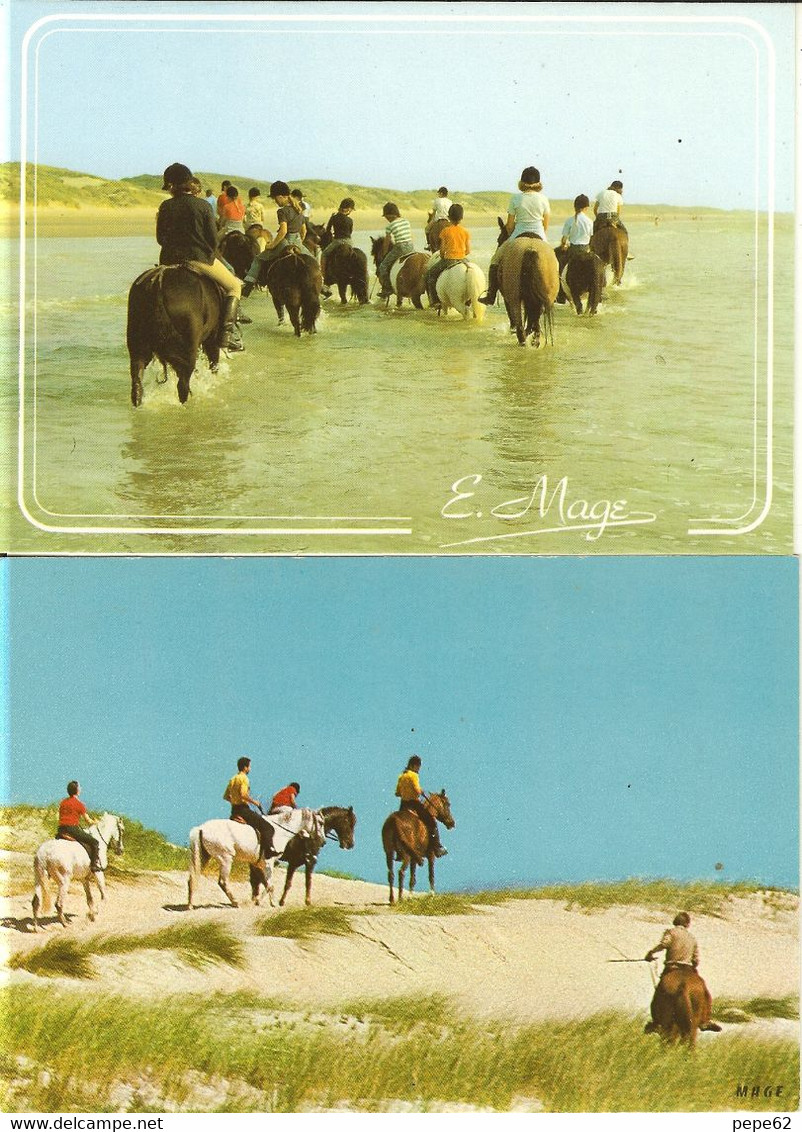 Cote D'opale- 2 Cartes-equitation Dans Les Dunes -littoral De La Manche-cpm - Nord-Pas-de-Calais