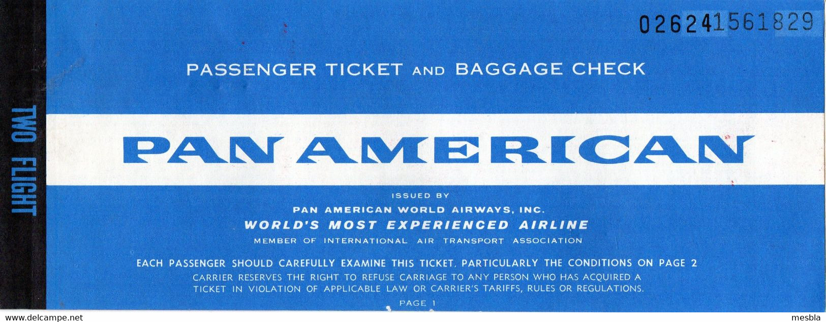 PAN AMERICAN - 1 Billet D'avion Paris - Ankara - 1970 Dans Sa Pochette +  2 Pochettes Vides  ( Sans Billet) - Ohne Zuordnung