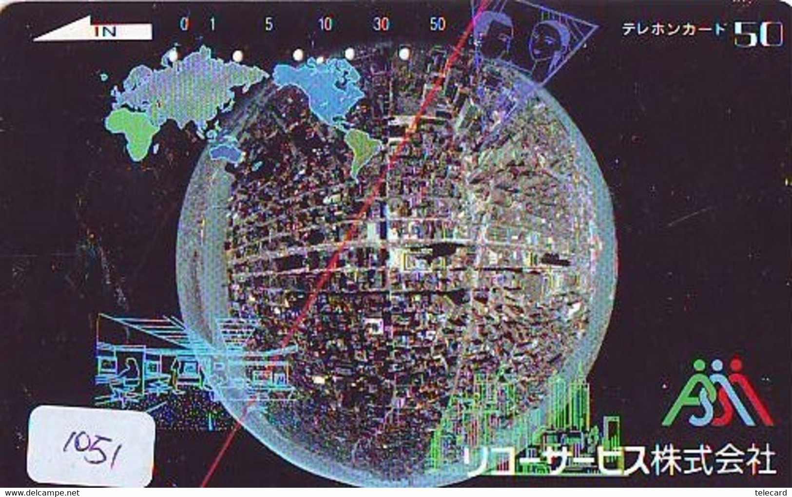 TELECARTE JAPAN *  ESPACE (1051)  GLOBE * SATELLITE * TERRESTRE * MAPPEMONDE * Telefonkarte Phonecard JAPAN * - Espacio