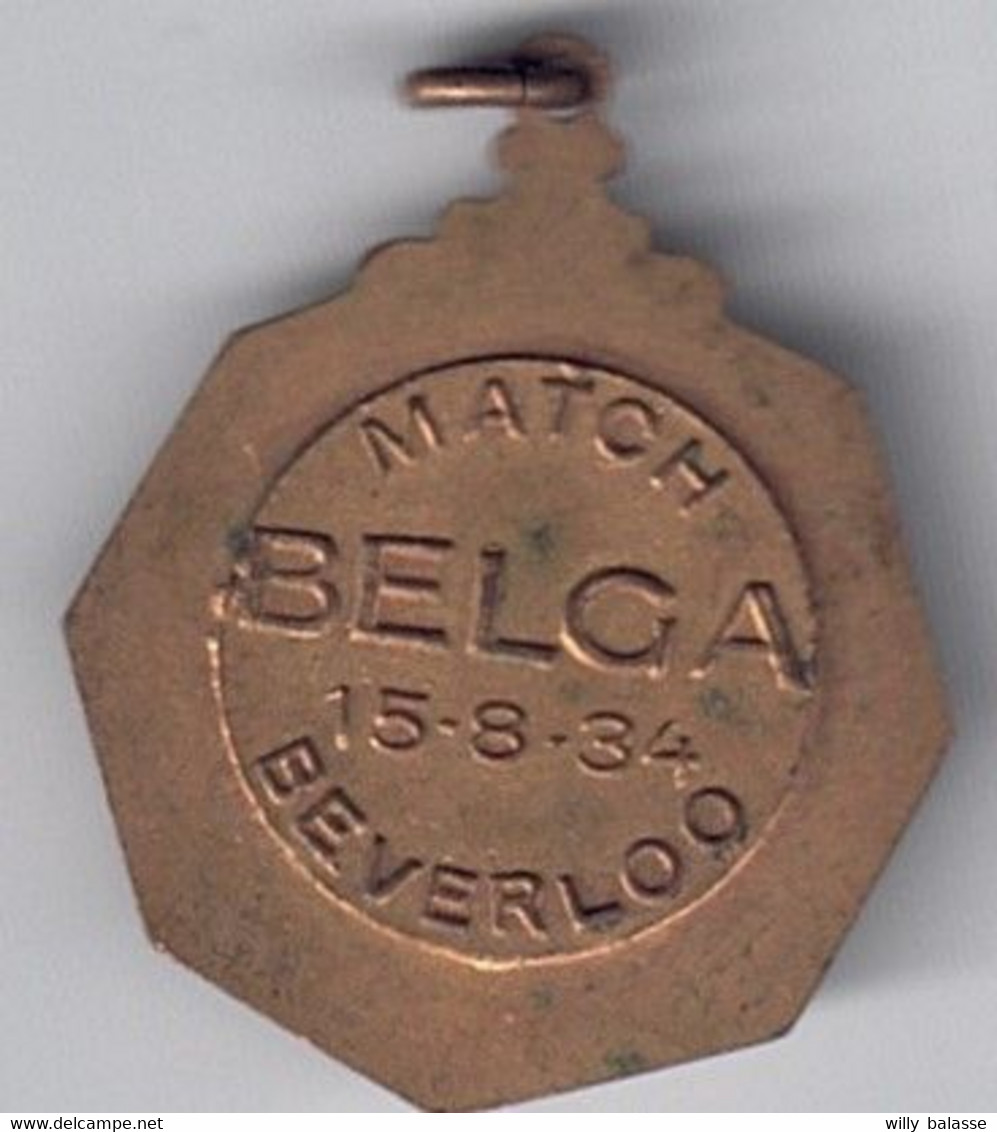 Médaille Football  Match Belga 15.8.1934 Beverloo - Professionals / Firms