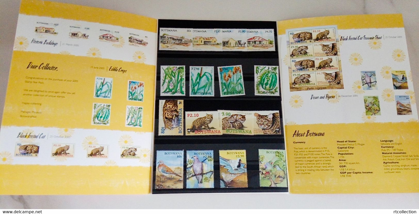 Botswana 2005 Stamp Issues Booklet Historical Buildings Architecture Edible Crops Farm Cat Felis Bird Dove Stamps MNH - Other & Unclassified