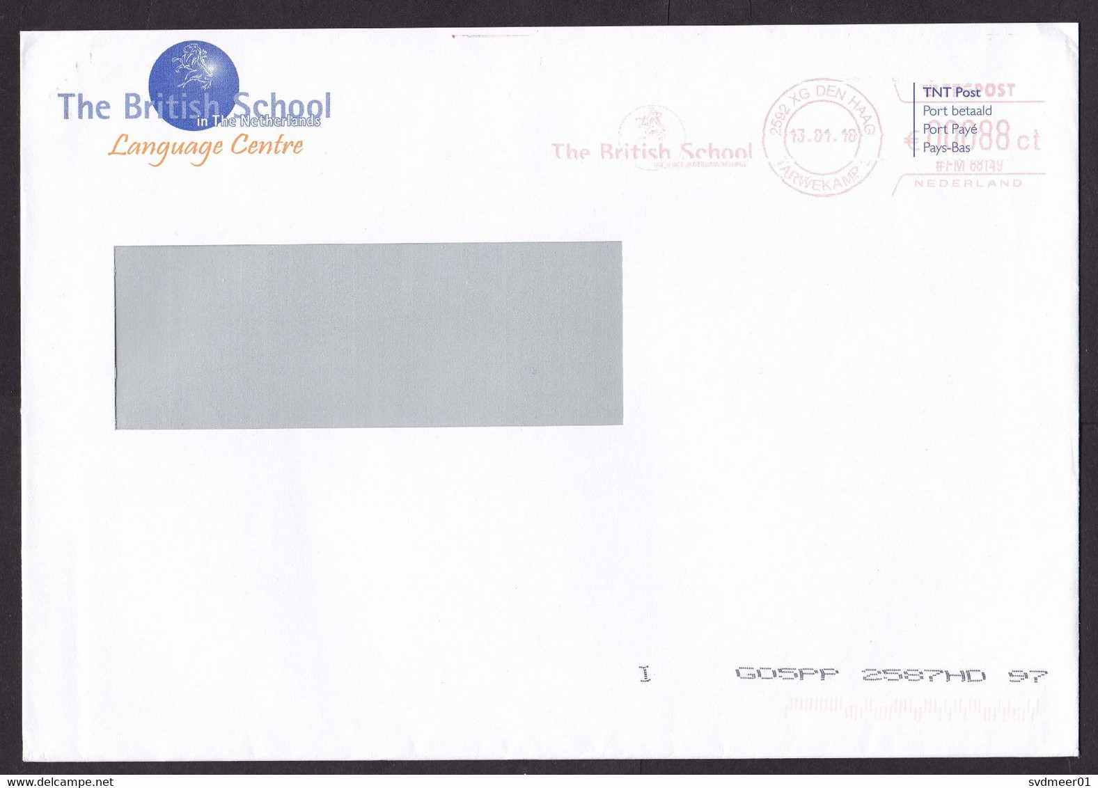 Netherlands: Cover, 2010, Meter Cancel, British School The Hague, Language, Education (traces Of Use) - Lettres & Documents