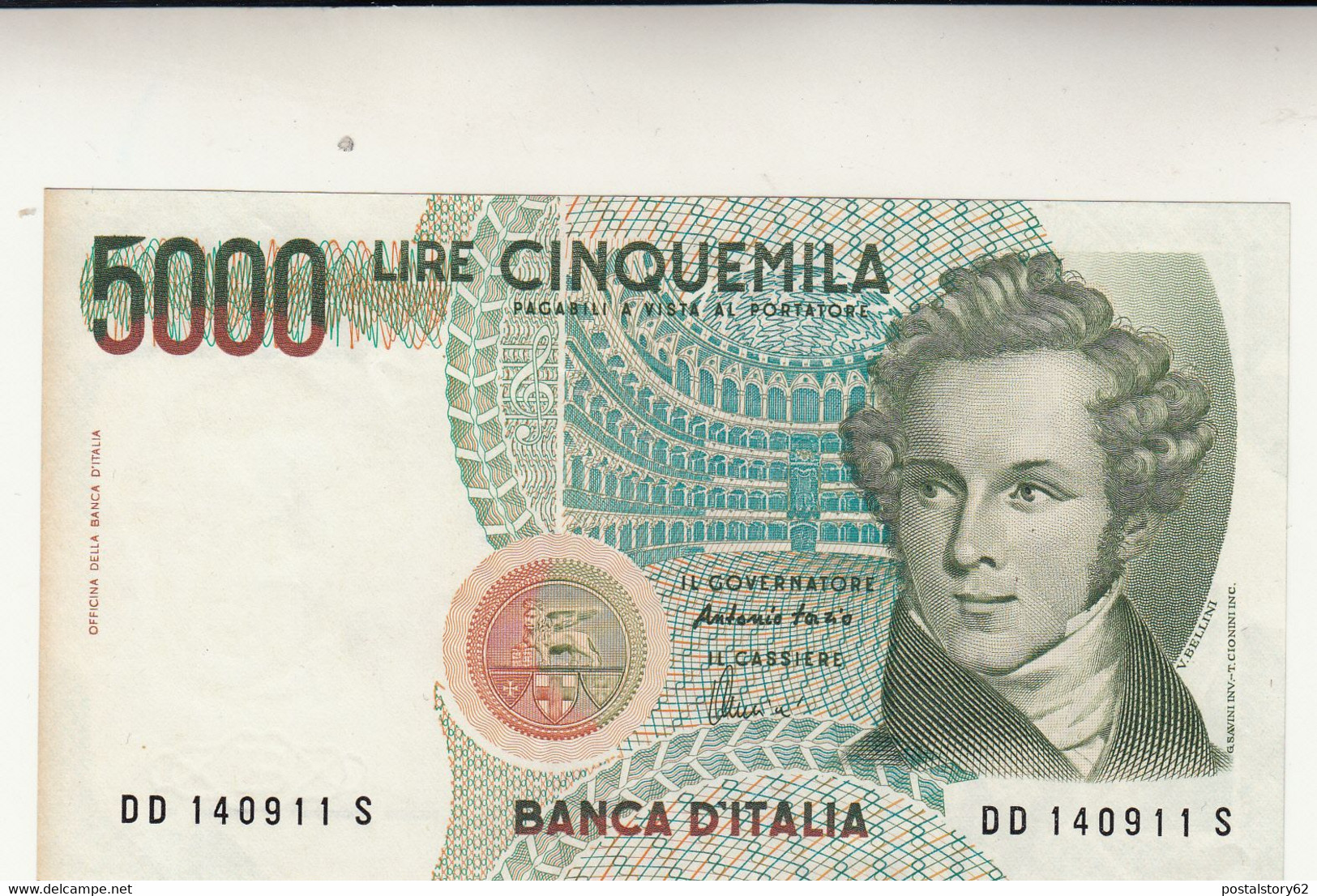 Rep. Italiana - Lire 5000 Vincenzo Bellini - Dec. 04-Gen. 1985 - 5.000 Lire