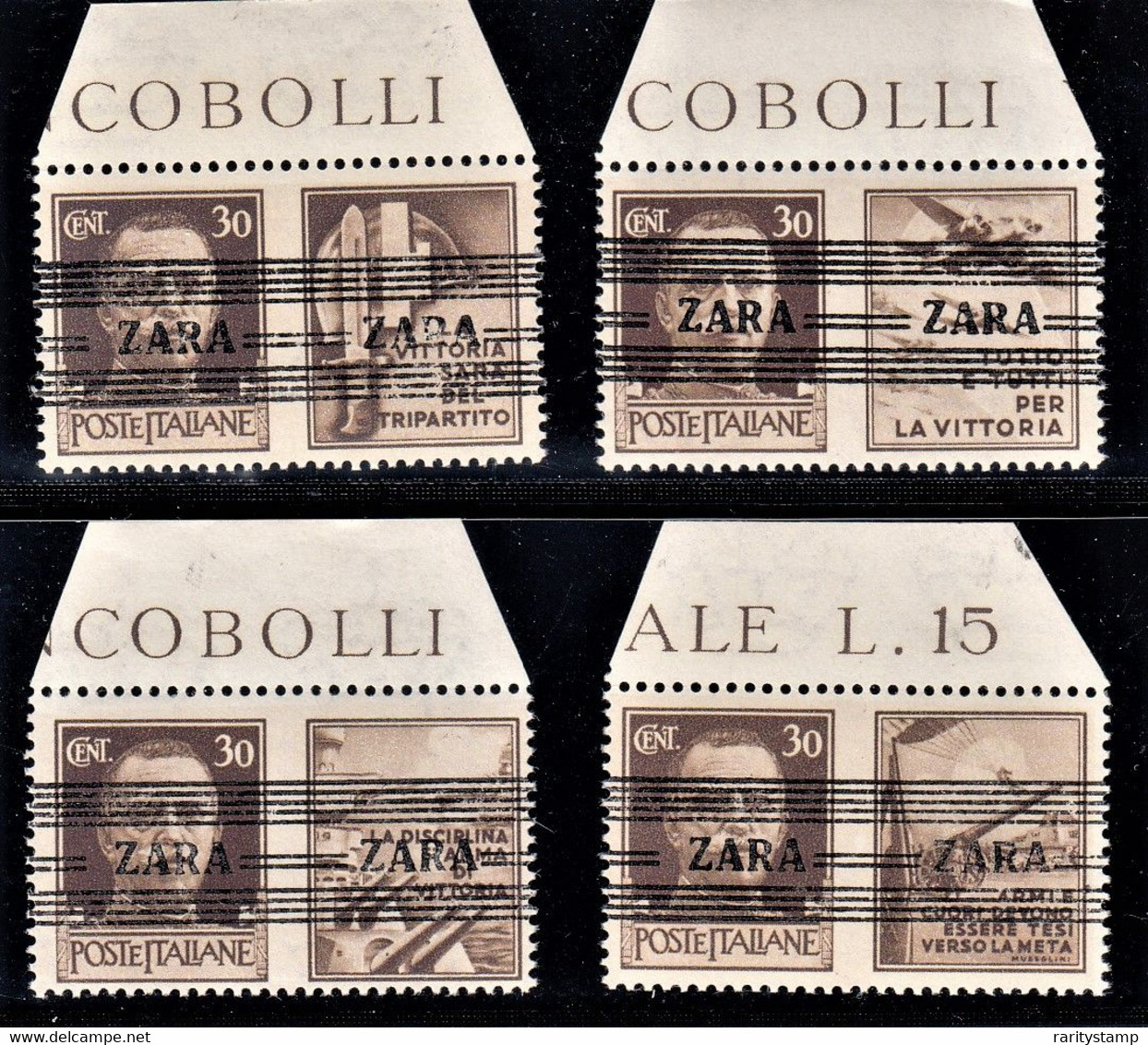 ITALIA 1943 OCC. TEDESCA ZARA 30C BF MNH ** SASSONE N. 31/34 SPLENDIDI E CERTIFICATI HOFFMANN CV € 320 - Occup. Tedesca: Zara