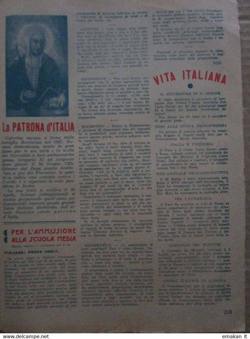 # LO SCOLARO N 15 / 1940 CORRIERE DEI PICCOLI STUDENTI / BREVE ARTICOLO S.CATERINA DA SIENA - First Editions